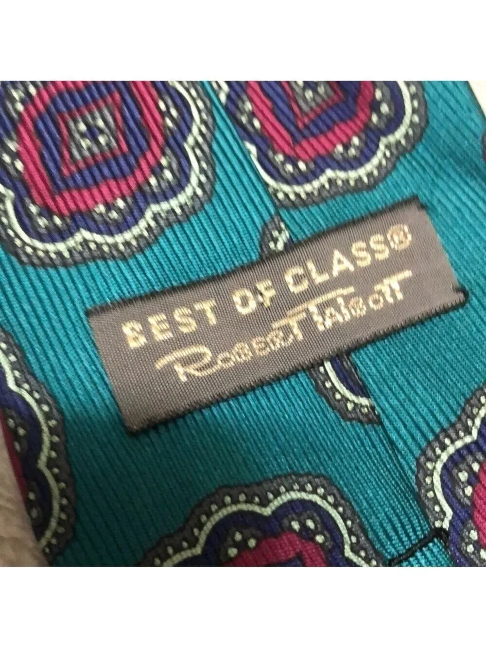 Robert Talbots Aqua Blue Print Tie